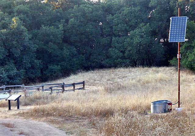 Solar-powered horse trough at Wood Road Trailhead