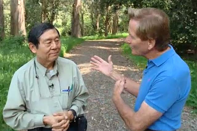 Ron Horii being interviewed by Doug McConnell for the "Open Road" TV show.